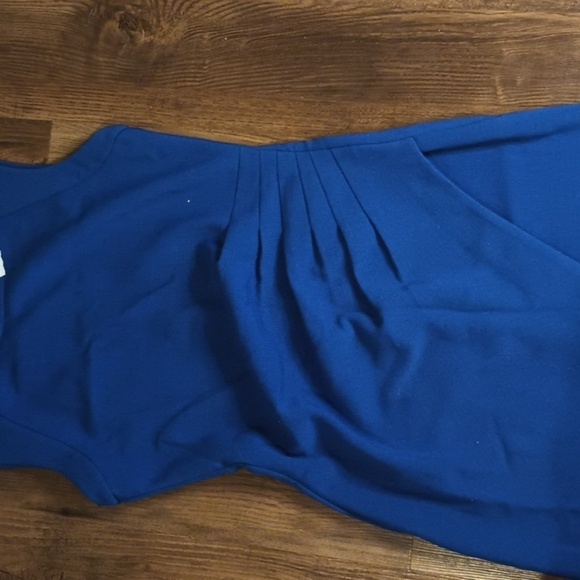 L'AGENCE Marine Blue Pleated Tank Asymmetrical Dress SSS - Picture 3 of 7